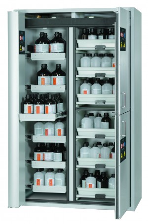 Skříň vysoká pro kombinované skladování hořlavin, louhů a kyselin, s aretací a automat. zavíráním (K-PHOENIX Vol.2-90)