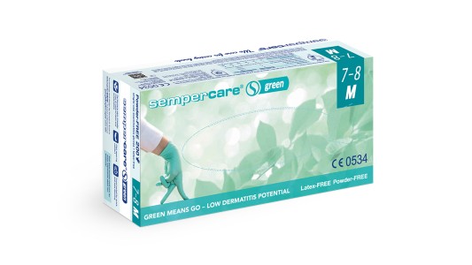 Rukavice nitrilové nezaprašované, jemné, Sempercare® Green